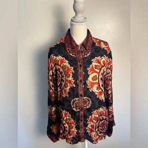 Zara Bohemian Embroidered Button Up